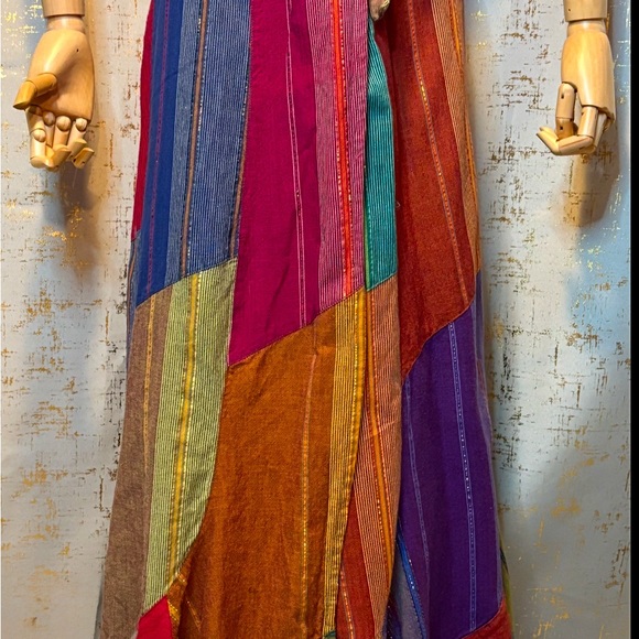 Wrapped Colorful Women's Skirt with Shimmery Gold Accents - Picture 3 of 6